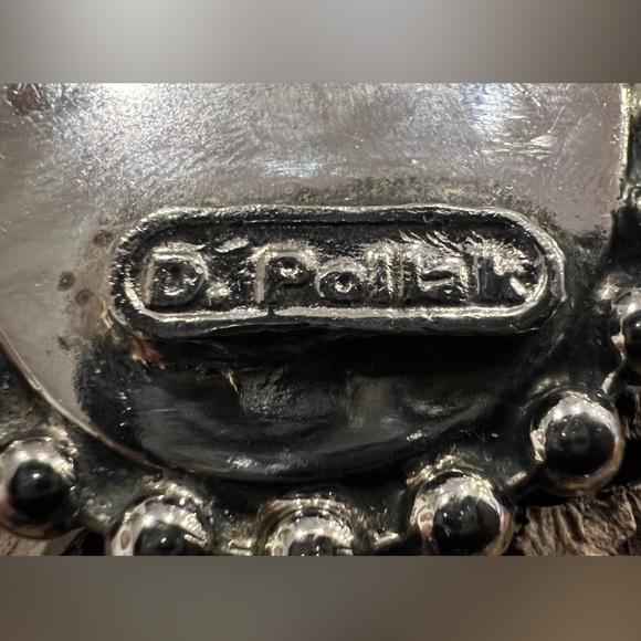 Authentic Danny Pollak Brooch Crystals Moonstone Claw Prong Black White 5x4 cms - Picture 5 of 6